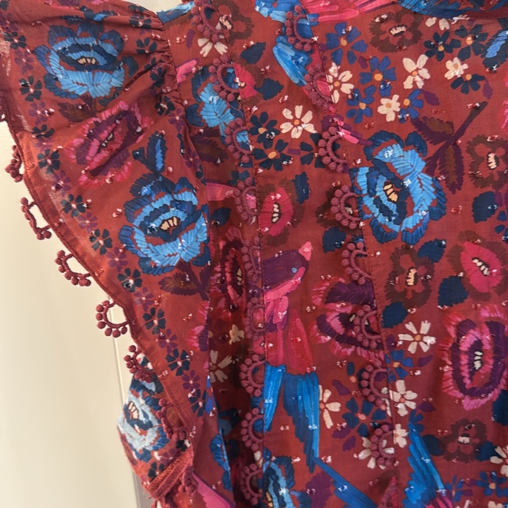FARM Rio Pink Floral Ruffled Sleeve Blouse - Picture 2 of 5